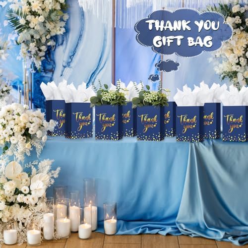 Tinlade 30 Pcs Thank You Gift Bags Small with Tissue,Dark Blue - Image 7