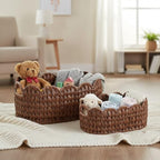 Set of 2 Scalloped Baskets, Small Wicker Baskets for Gifts, Brown - Image 5