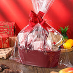 Wonderjune Empty Baskets for Gift Leather Thanksgiving Gift Bags, Red - Image 6