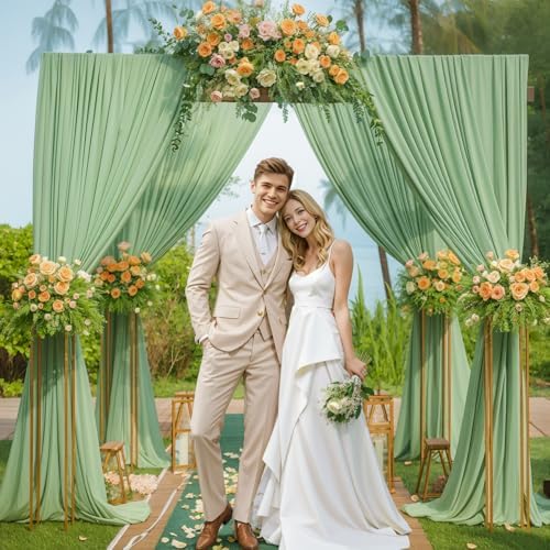 40x10ft Sage Green Backdrop Curtain for Wedding Parties Wrinkle Free Fabric Sage Green Drapes Backdrop Decoration for Baby Shower Birthday Photography Decoration 8 Panels, 5ft x 10ft - Image 2