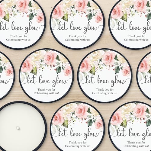 Custom Candles, Personalized Candles White and Pink Roses, Bulk Candles, Candle Favors, Candle Wedding Favors (Set of 10) (Black Tin), 9508825-01 - Image 4