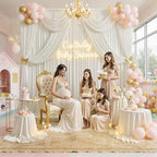 20 ft x 8 ft Ivory Backdrop Curtain Panels, 4 Panels 5 ft x 8 ft Wrinkle Free Polyester Photography Backdrop Drapes, Wedding Party Home Decoration Supplies - Image 6
