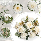 White Peonies Artificial Flowers 12 Bundles Silk Mum Roses - Image 3