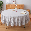 Grey White Gingham Tablecloth Round Dia.90 by KMASANIJI