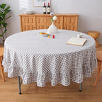 Grey White Gingham Tablecloth Round Dia.90 by KMASANIJI