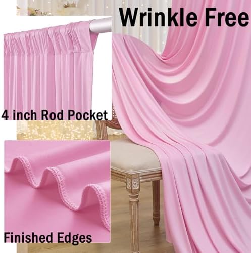 12ft x 10ft Pink Backdrop Curtains for Parties, Wrinkle Free 2 Panels Photo Backdrop Drapes Back Drop Cloth for Wedding Birthday Photography Background Decor - Image 2