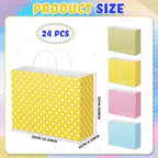 Gueevin 48 Piece Large Pastel Gift Bags with Handle 12.5 x 10 x 4.5 Inch Paper Polka Dot Pink Yellow Green Candy Treat Goodie Bags for Birthday Baby Shower Wedding Party Favors - Image 3