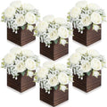 Suncalla 6 Sets Artificial Peonies Flower Centerpieces Wood Box,White by Unknown