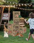 Jungle Safari Party Decorations – 10 Inch Jungle Theme Favor Boxes with Wild Animal Cardboard Cutouts for Birthday Party, Trunk or Treat Car Decor - Image 7