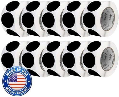 Perco Black Perforated Round Circle Dot Sticker 3-Inch Labels — 10 Rolls, 5,000 Stickers - Bold Signage, Logo Stickers, Warning & Instruction Labels, Strong Adhesive - Made in USA by Perco