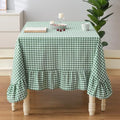 Green White Gingham Ruffled Table Cloth Rectangular 102"x60" by KMASANIJI