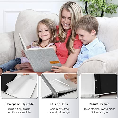Spbapr Large Photo Album Self Adhesive Magnetic Scrapbook,DIY Scrapbook Album for 4x6 5x7 8x10 Picture,40 Pages Linen Cover Memory Book for Wedding Family Baby Pets, with Metallic Pen and Scraping - Image 3