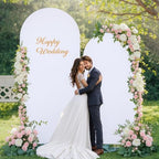 White Arch Backdrop Cover 2 Set - 7.2FT, 6FT Spandex Fitted Wedding Arch Stand Covers Round Top Chiara Arch Backdrop Stands Cover for Parties Birthday Banquet Photo Background Decoration - Image 3