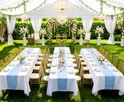 20 Pack Light Blue Table Runner 17 x 108inch Cheesecloth Table Runner Rustic Boho Gauze Sheer Fabric Cheese Cloth Table Runners for Wedding Party Bridal Baby Shower Birthday Spring Table Decor - Image 6