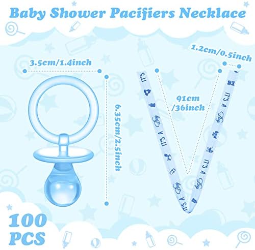 CHENGU 100 Pcs Baby Shower Pacifiers Necklace Bulk,Blue - Image 3