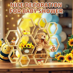 Gerrii Honey Comb Decorations 5 Size Wood Hexagon Shelves,Wood Color,10 Pcs - Image 6