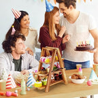 Wooden 3 Tier Cupcake Stand with Artificial Flower Vine Hanging Swing Trays Foldable & Removable Design for Birthday Wedding Catering Baby Shower Party - Image 6