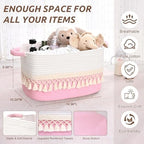 3 Pack Storage Basket for Shelves, Boho Cotton Rope Storage Bins with Heavy Tassel, Shelf Baskets Large Woven Baskets for Organizing, Cube Organizer Bins, Baby Laundry Basket for Clothes, Toys, Pets - Image 3