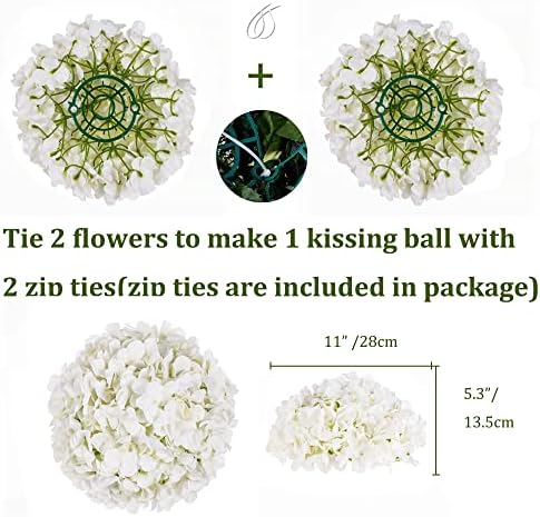 BLOSMON Fake Hydrangea Flower Ball Centerpieces for Wedding, 10 Pcs, White - Image 6