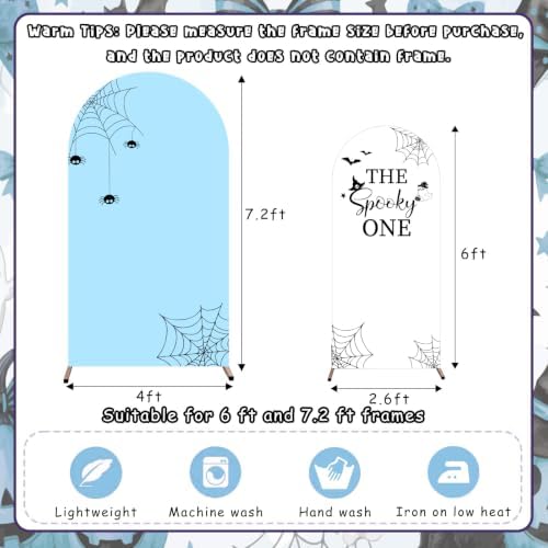 Serencatcher Halloween Spooky One Birthday Arch Covers Blue 7.2FT 6FT 2Pcs - Image 3