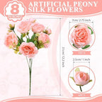 8 Bundles Artificial Peony Centerpiece Flowers,Light Pink - Image 2