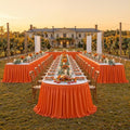Partisky Orange Polyester Table Skirt for Rectangle Tables 17ft, Wrinkle Resistant Pleated Ruffle Table Cloth for Wedding Baby Shower by Partisky