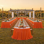 Partisky Orange Polyester Table Skirt for Rectangle Tables 14ft, Wrinkle Resistant Pleated Ruffle Table Cloth for Wedding Baby Shower - Image 7