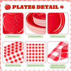 400 Pcs Back to School Party Supplies Serve 50, Apple Paper Plates Napkins Cups Apple Decoration Red Gingham Tableware Set for Last/First Day of School Party Supplies - Image 2