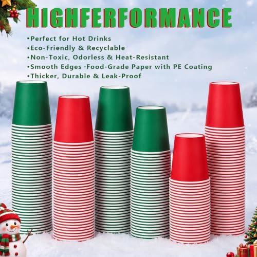 Mimorou 300 Pack 8 oz Christmas Disposable Paper Cups for Party Supplies - Image 6