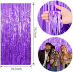 20 Pack Foil Curtain Backdrop Purple Metallic Tinsel Foil Fringe Curtains Photo Booth Props for Birthday Wedding Engagement Baby Shower Bachelorette Christmas Holiday Celebration Party Decorations - Image 7