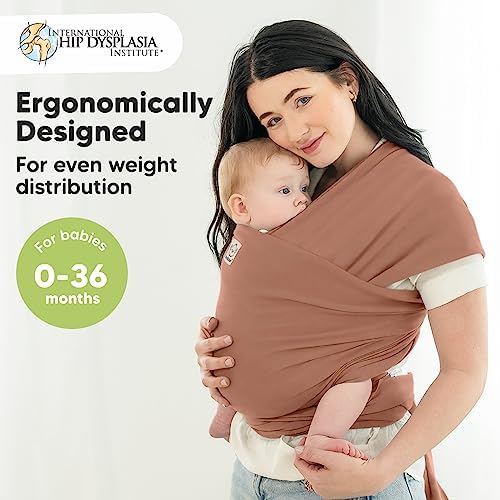 KeaBabies Baby Wrap Carrier, All in 1 Original Baby Carrier (Terracotta) - Image 2