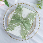 ponatia 25PCS 5.12 x 7.1 '' Sage Green Laser Cut Wedding Invitations Cards with Envelopes for 5x7 Invitation Cards Wedding Baby Bridal Shower Engagement Sweet 16 Birthday Invite - Image 2