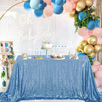 SoarDream Baby Blue Sequin Tablecloth 90"x132" Baby Shower Table Cloth by SoarDream