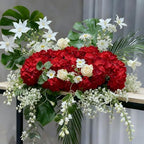 100 Pcs Faux Deep Red Hydrangea Artificial Flowers Bulk, Fake Silk Hydrangea Flowers Heads with Stems for Wedding Decorations Garden Party Baby Shower Porch Home Decor Table Centerpieces - Image 4