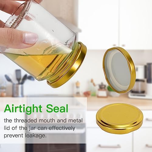 6 oz 30 Pack Hexagon Honey Jars, Glass Jars with Gold Lids - Image 4