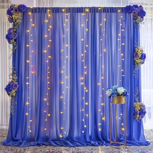10ft x 10ft Royal Blue Backdrop Curtains, Wrinkle-Free Sheer Chiffon Fabric Photo Backdrop Drapes for Wedding Arch Party Ceremony Stage Photography Decorations - Image 7