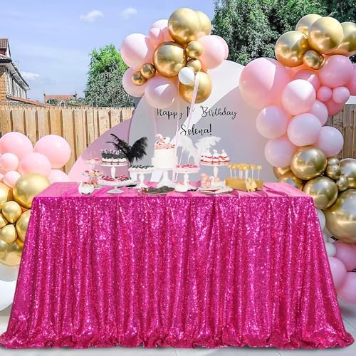 SoarDream Hot Pink Sequin Tablecloth 90"x132" Birthday Table Cloth by SoarDream