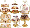 8 Pcs Cake Stands Set Metal Dessert Table Display Tiered Cupcake Holder Candy Donut Fruit Plate Cake Serving Tray with Handle Treats Serving Tower for Wedding Birthday Party Decorations (Gold) by Lallisa