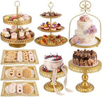 8 Pcs Cake Stands Set Metal Dessert Table Display Tiered Cupcake Holder Candy Donut Fruit Plate Cake Serving Tray with Handle Treats Serving Tower for Wedding Birthday Party Decorations (Gold) by Lallisa