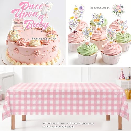 Party Inspo A New Chapter Begins Baby Shower Decorations, Storybook Baby Shower Supplies for Girl with Tableware, Plates, Napkins, Floral Tablecloth, Hanging Swirls, 24 Guests - Image 6