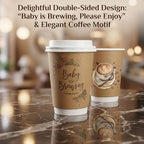50 Set Baby Is Brewing Coffee Cups with Lids - Baby Is Brewing Shower Decor, 14 oz Disposable Cups Bulk Coffee Themed Party Supplies for Guests Gender Reveal Party Decorations - Image 7