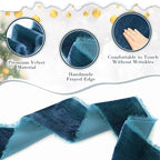 Preboun 4 Rolls Christmas Velvet Ribbon 24 Yards,Teal,2 Inch - Image 4