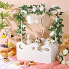 Suzile Wooden Baby Shower Crate Closet, Moon, Stars, Clouds, White - Image 5