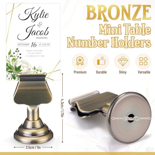 Kathfly 36 Pcs Wedding Table Number Holders Metal Bronze Place Card Holder - Image 2