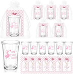 Vesici 50 Sets Silly Goose Party Favors for Guests Include Baby Shower Shot Glass and Card Organza Bag for Birthday Baby Shower Goose Party Supplies (Pink) by Vesici