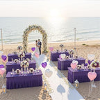 2 Pack Purple Spandex Table Clothes for 8 Foot Rectangle Tables, Wrinkle Free Fitted Table Cover 8ft Stretch Tablecloths Desk Skirt for Parties Weddings Birthday Banquet Baby Shower - Image 7