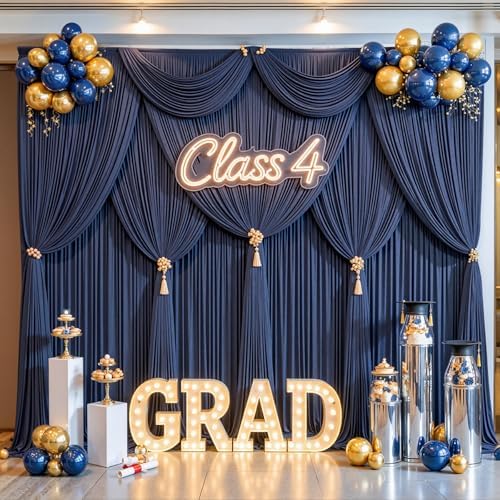 20x8ft Navy Blue Backdrop Curtain for Parties Wrinkle Free Fabric Backdrop Curtain Birthday Party Photo Backdrop Drapes for Wedding Baby Shower Bridal Shower Photography Back Drop 4 Panels 5x8FT - Image 4