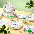 Hushee 200 Pcs Storybook Baby Shower Decorations Supplies A New Chapter Will Soon Begin Book Baby Shower Paper Plates Napkins Cups Library Reading Book Club Tableware Set for 50 Guest - Image 6