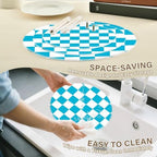 J JOYSAY Checkerboard Blue White Print Acrylic Cupcake Stand 3 Tier Dessert Table Display Set Clear Cake Stands for Party Baby Shower Wedding Decorations Easy Assembly Macaron Tower - Image 4
