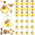 Pickmesh 12 Pcs Hexagonal Glass Honey Jars with Spoon, 3.38 oz Honey Dispenser with Wooden Spoon Bee Charm Thank You Card Organza Bag Mini glass Jars for Baby Shower Wedding Party Favor Decorations by Pickmesh